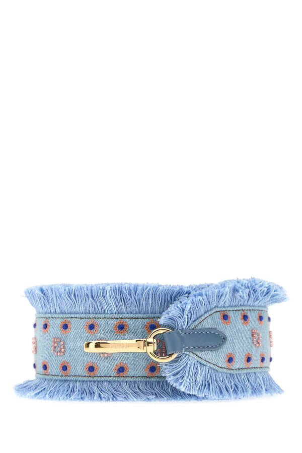 Fendi 100% Cotton shoulder bag in light blue