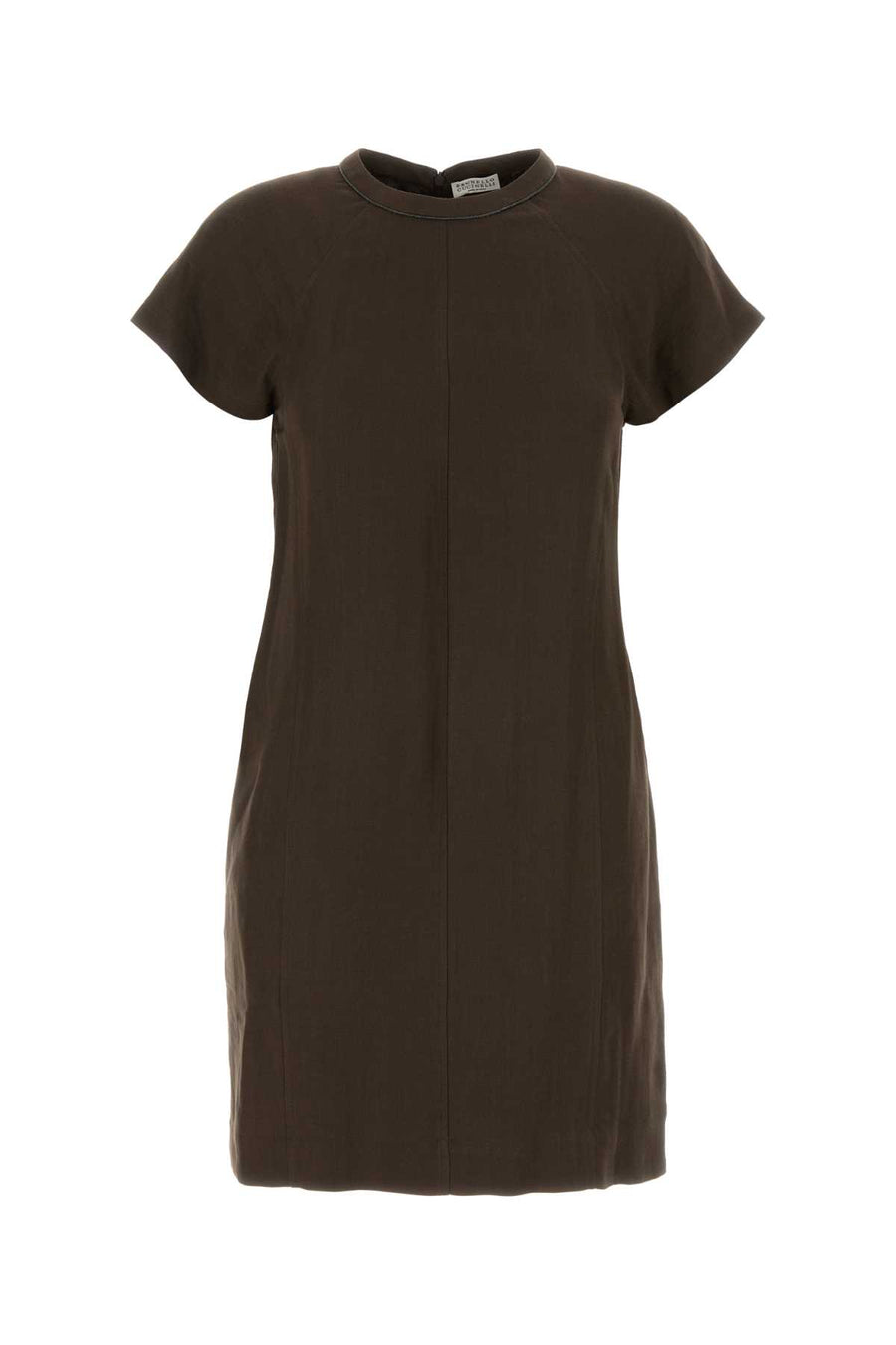 Brunello Cucinelli Corto Exterior: 73% Viscose 27% Linen Lining: 65% Acetate 35% Polyester dress in brown