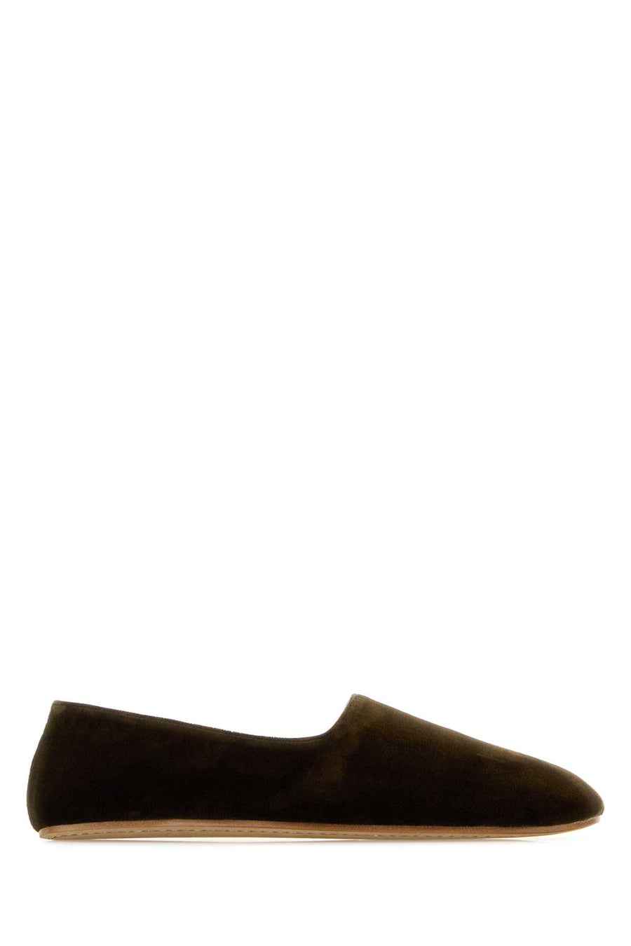The Row Slipper Exterior: 100% Velvet; Interior: 100% Leather; Sole: Leather ballerina in green