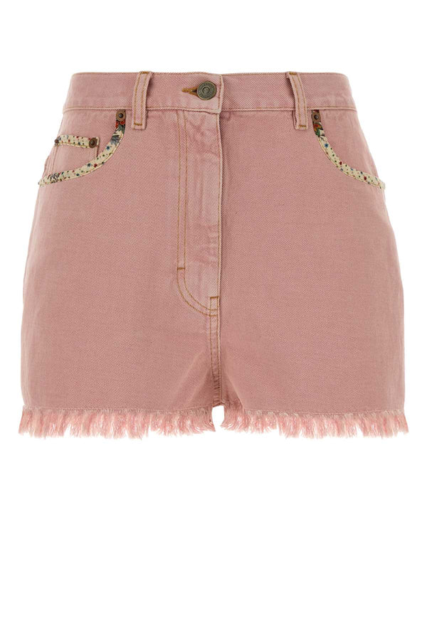 Valentino Garavani Denim 68% Cotton denim shorts in pink