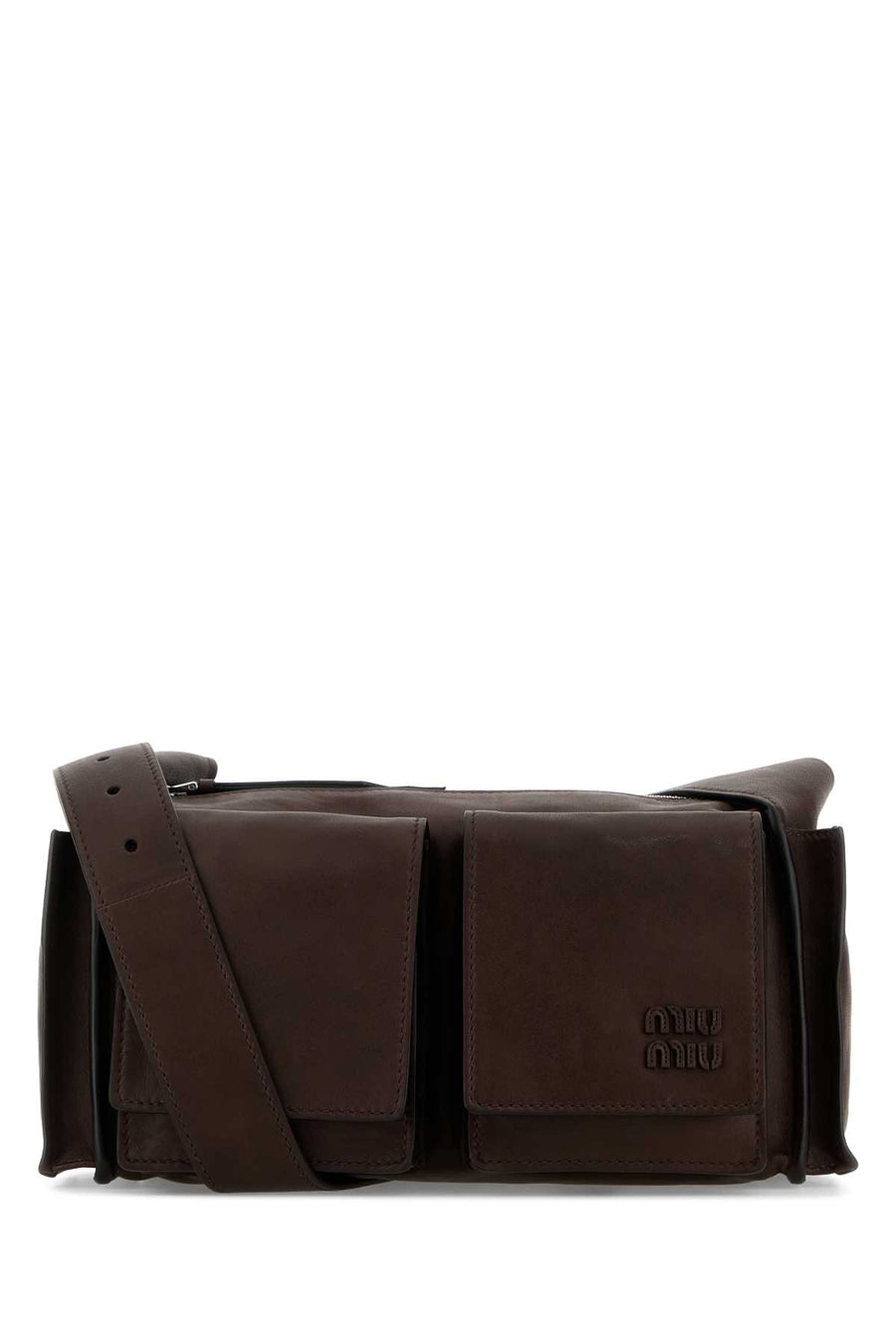 Miu Miu Exterior: 100% Nappa leather; Lining: 100% Fabric; Finishing: Silver metal shoulder bag in brown