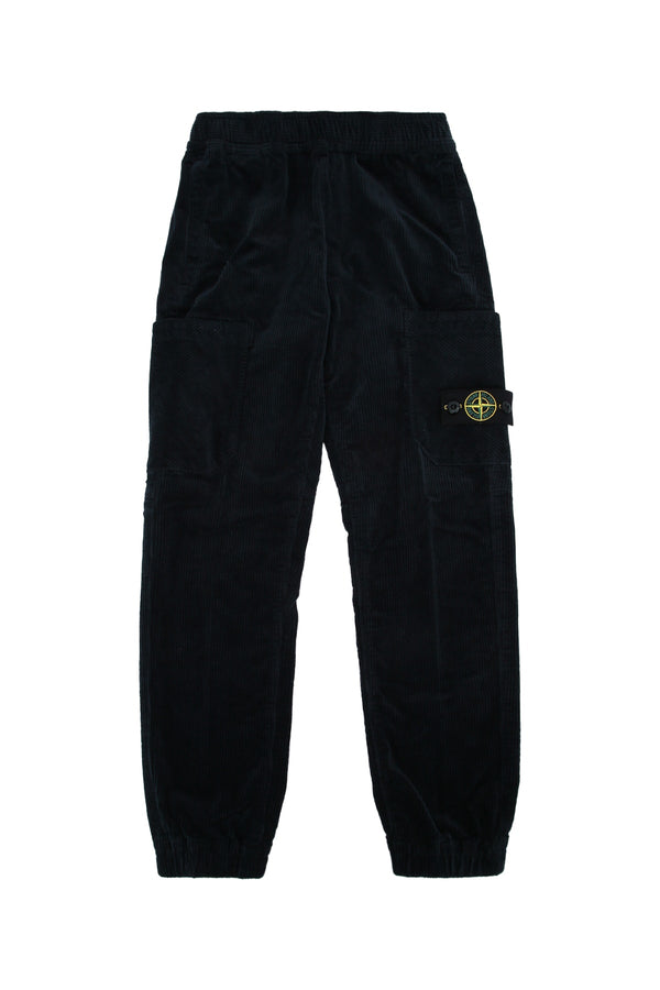 Stone Island Kids 75% Cotton cargo pants in navy