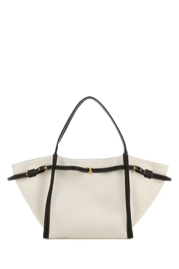 Tod's Shopping Exterior: 100% Fabric; Lining: 100% Fabric; Finishing: Antiqued golden metal shoulder bag in white