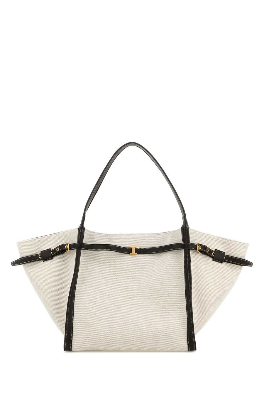 Tod's Shopping Exterior: 100% Fabric; Lining: 100% Fabric; Finishing: Antiqued golden metal shoulder bag in white