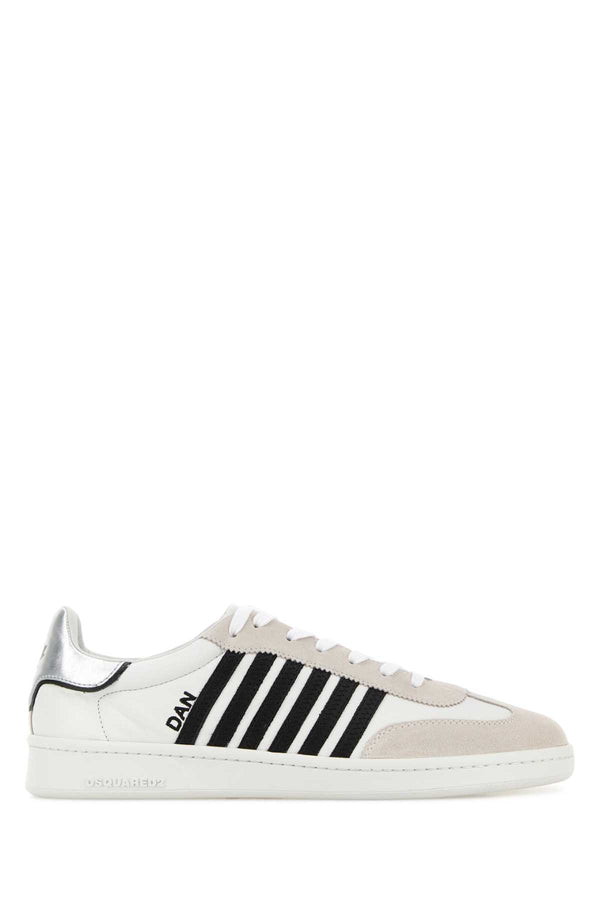 Dsquared2 Sneakers Exterior: 100% Leather 100% Fabric; Interior: 100% Leather 100% Fabric; Sole: Rubber sneakers in white