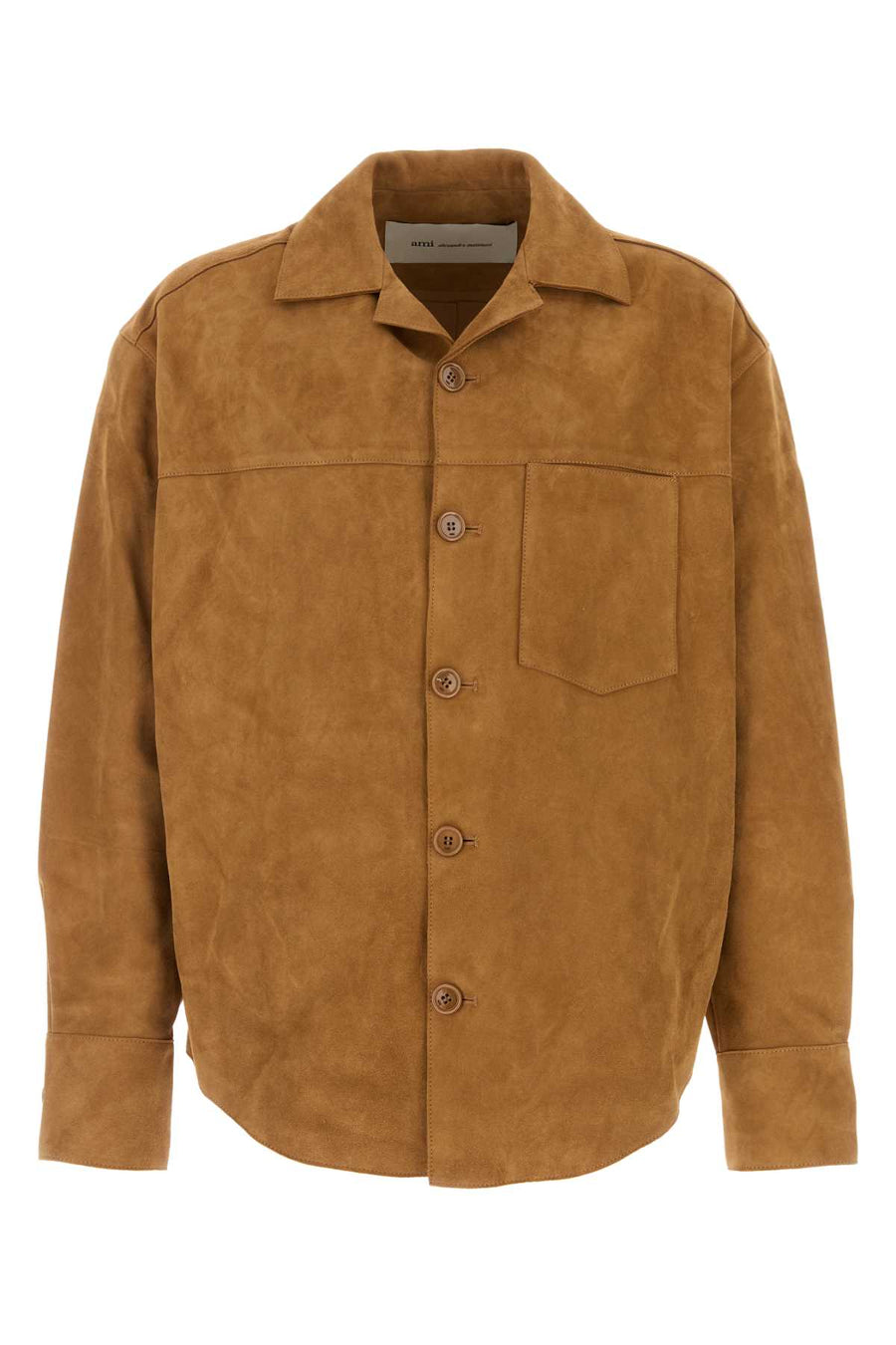 AMI Paris Overshirt 100% Leather shirt in caramel