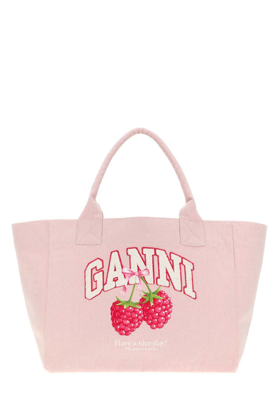 Ganni Trapeze 100% Fabric tote bag in pink