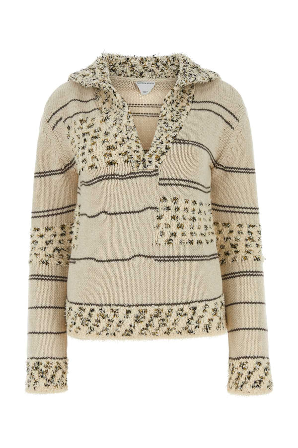 Bottega Veneta Sfrangiata 68% Wool polo shirt in beige