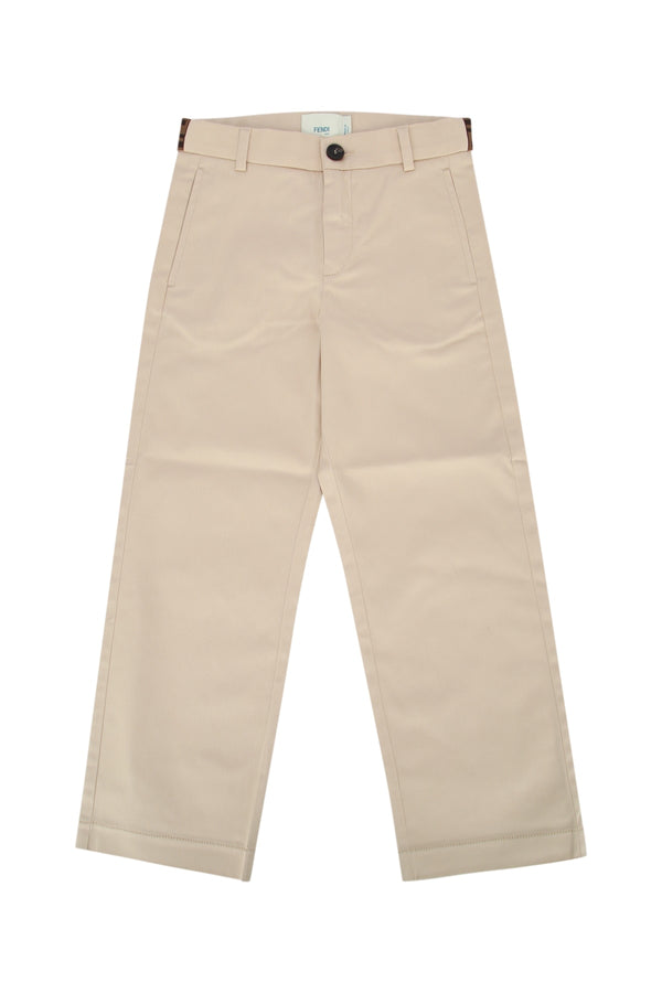Fendi Kids Eavy 97% Cotton trousers in beige