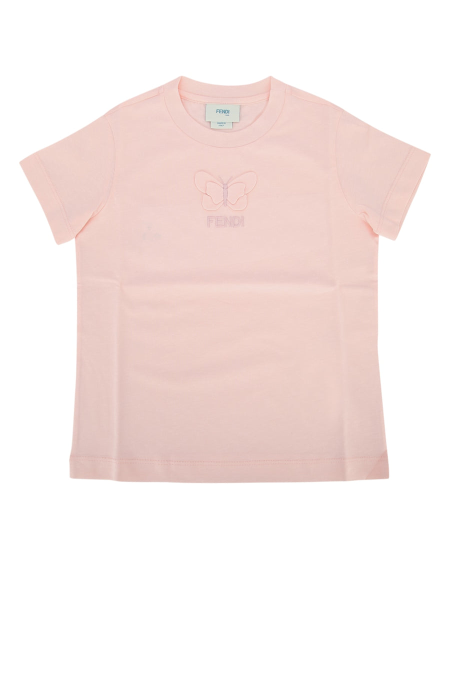 Fendi Kids Jersey 100% Cotton body; 100% Polyester embroidery t-shirt in pink