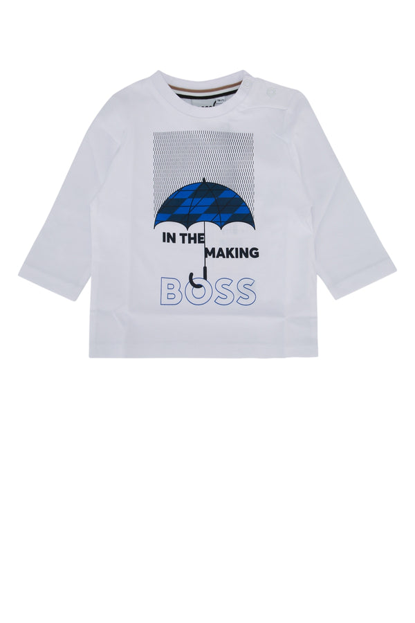 Boss Kids 100% COTTON - TRIMMING: 96% COTTON t-shirt in white