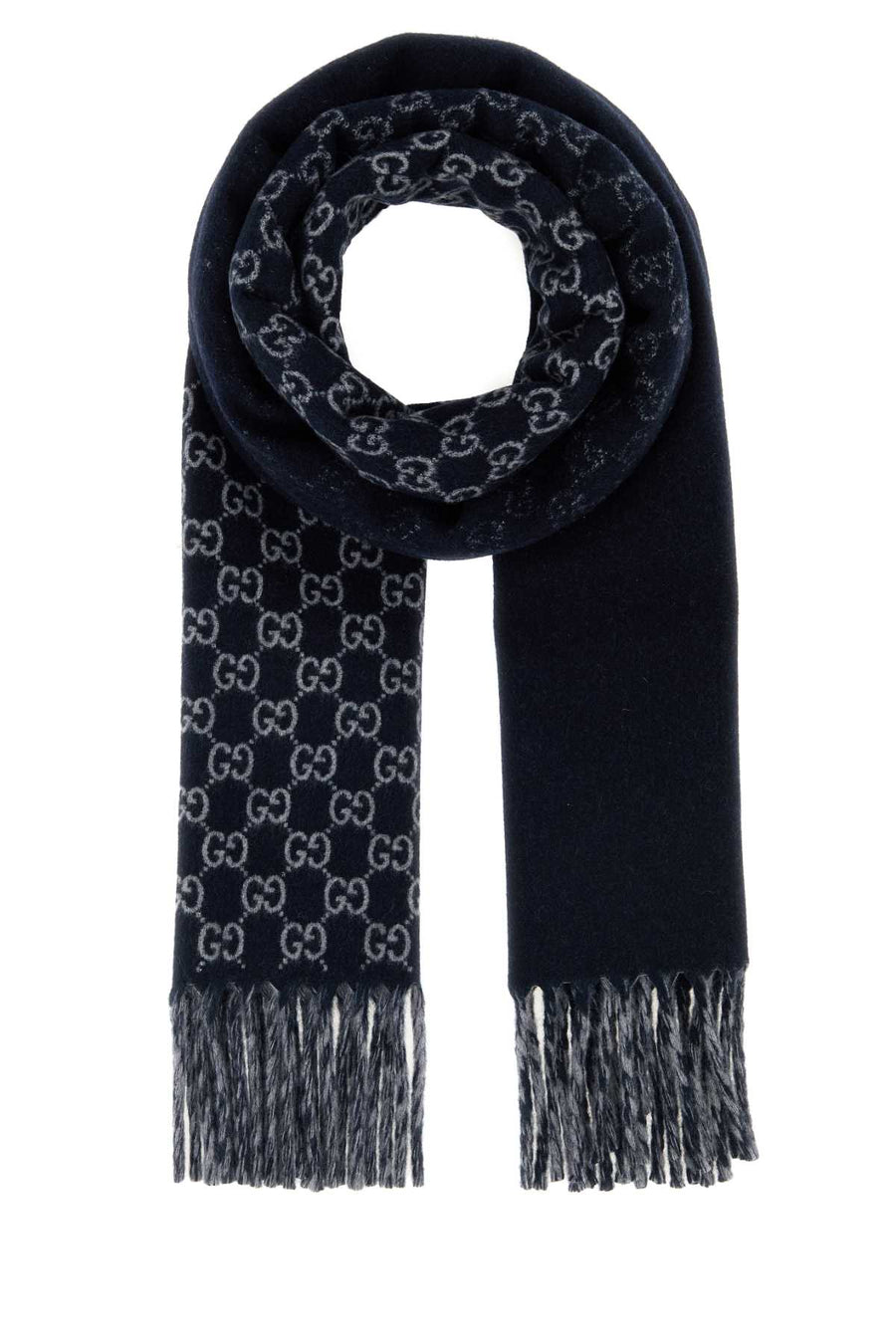 Gucci Logo Wool blend scarf in navy