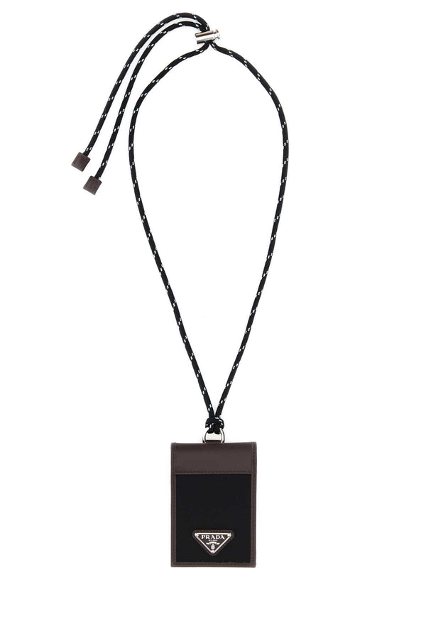 Prada Exterior: 100% Canvas card case in black
