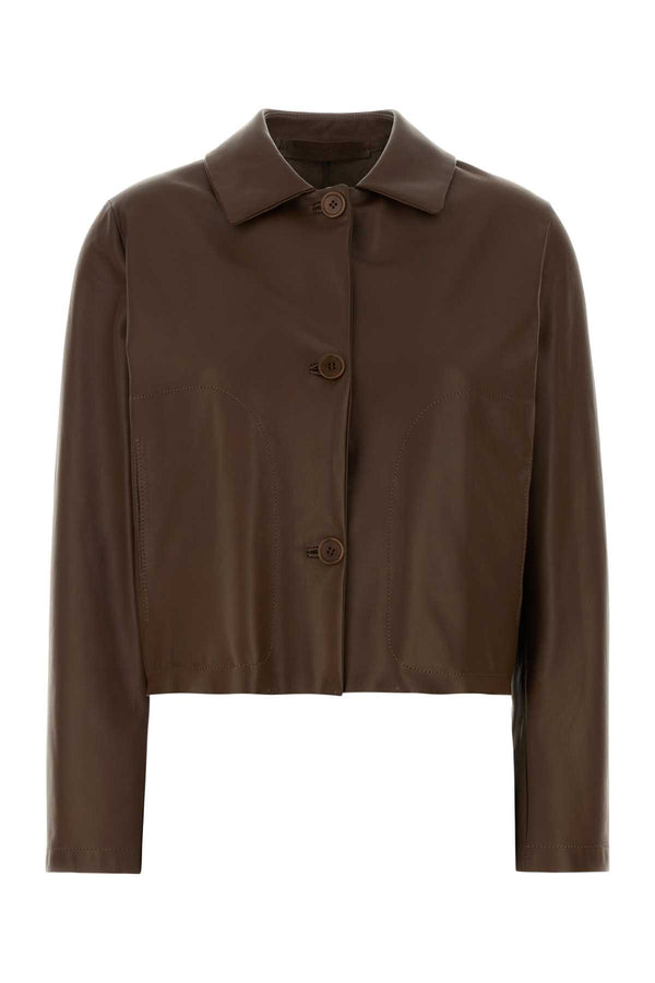 Santoro 100% Ovine leather jacket in brown