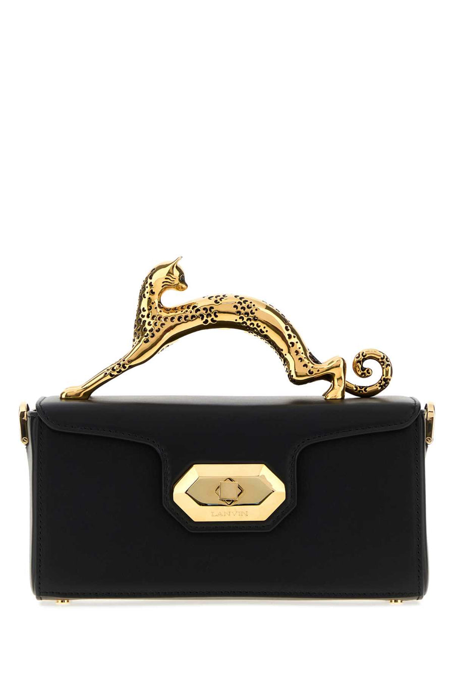 Black Leather Nano Pencil Cat Handbag Borse A Mano