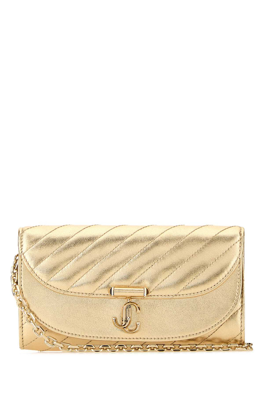 Jimmy Choo Exterior: 100% Leather; Lining: 100% Fabric; Finishing: Golden metal wallet in gold