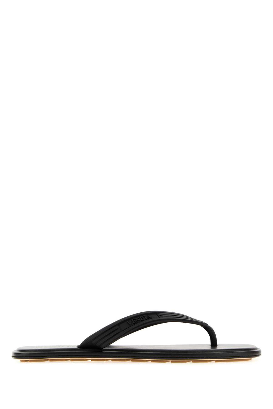 Bottega Veneta Exterior: 100% Rubber thong sandal in black