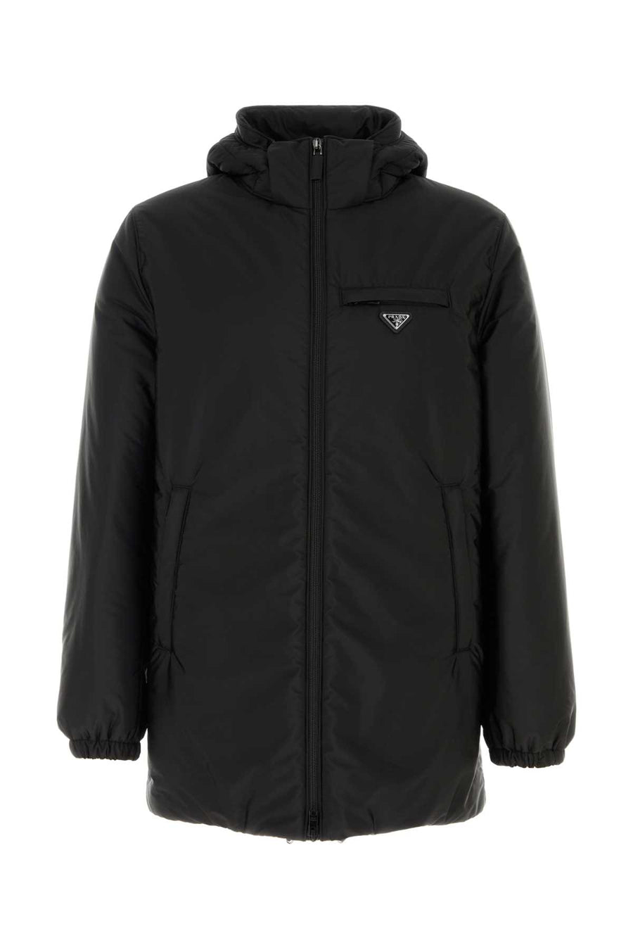 Prada Exterior: 100% Nylon. Lining: 100% Nylon. Padding: 40% Down down jacket in black
