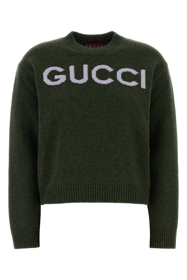 Bottle Green Wool Sweater Exterior: Maglieria