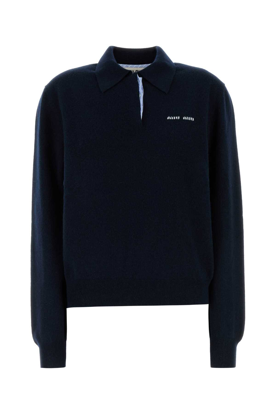 Miu Miu 100% Cashmere polo shirt in navy