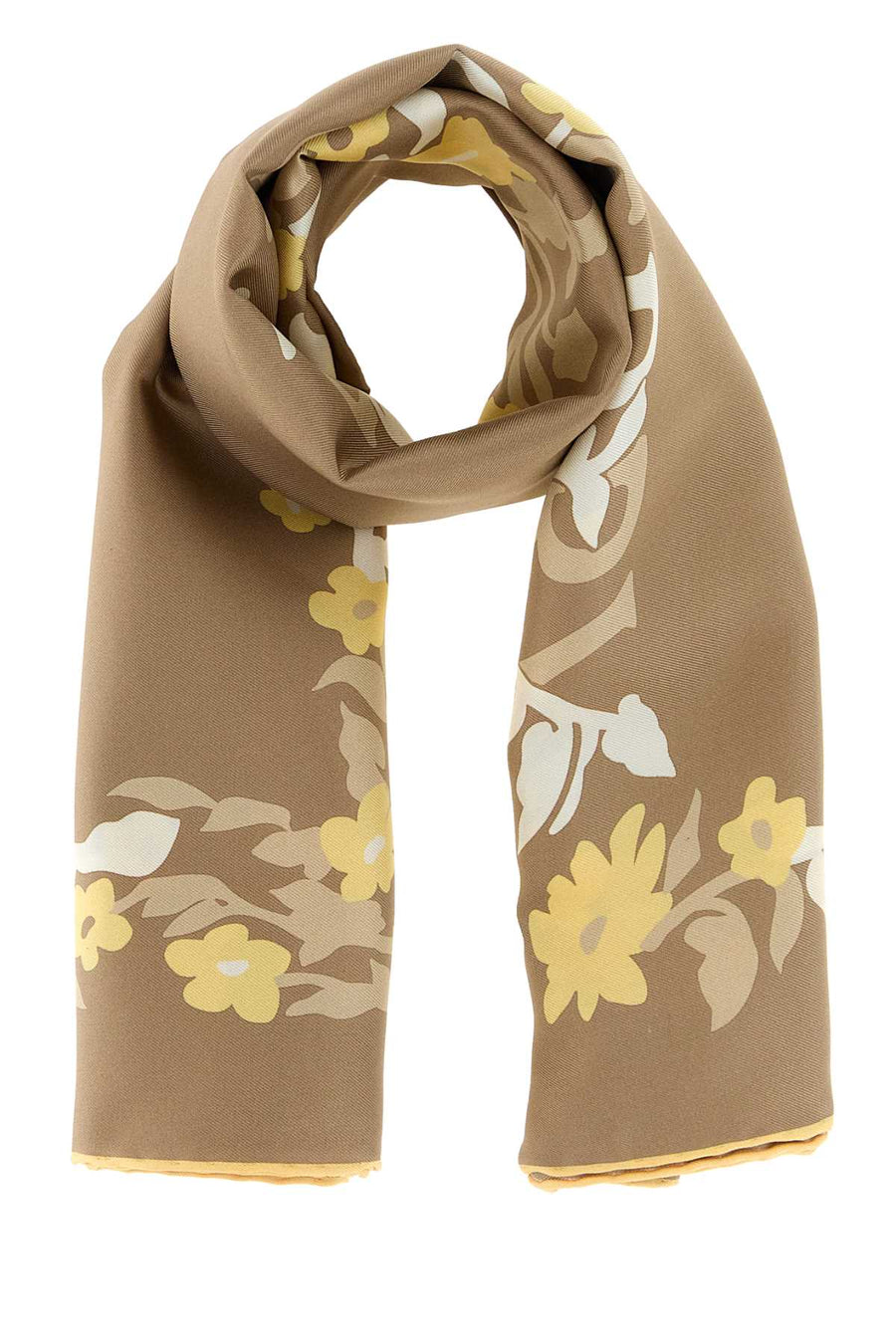 Burberry Floral 100% Mulberry Silk scarf in beige