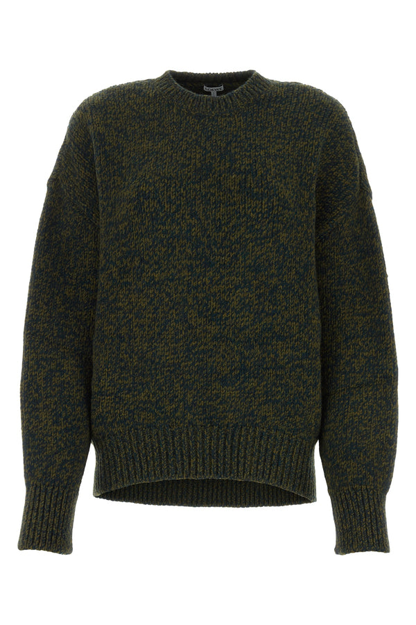 Loewe Khakigreenmel Wool and linen blend sweater in green
