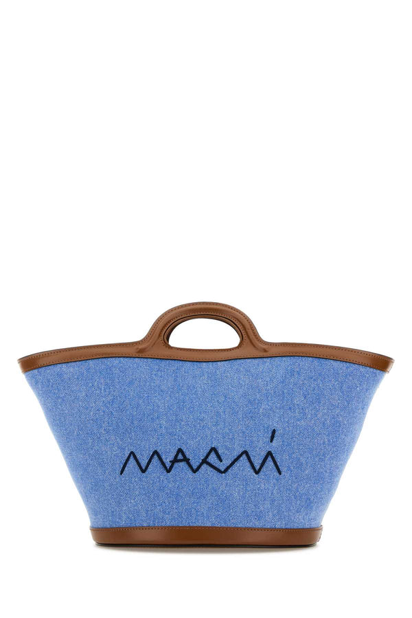 Marni Exterior: 100% Cotton bucket bag in blue