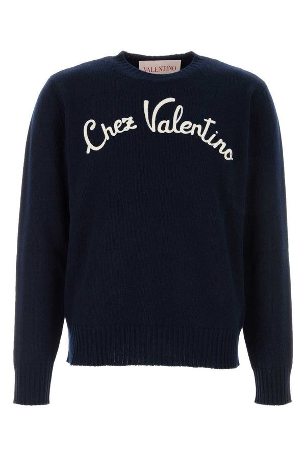 Valentino Garavani Chez 100% Virgin wool sweater in navy