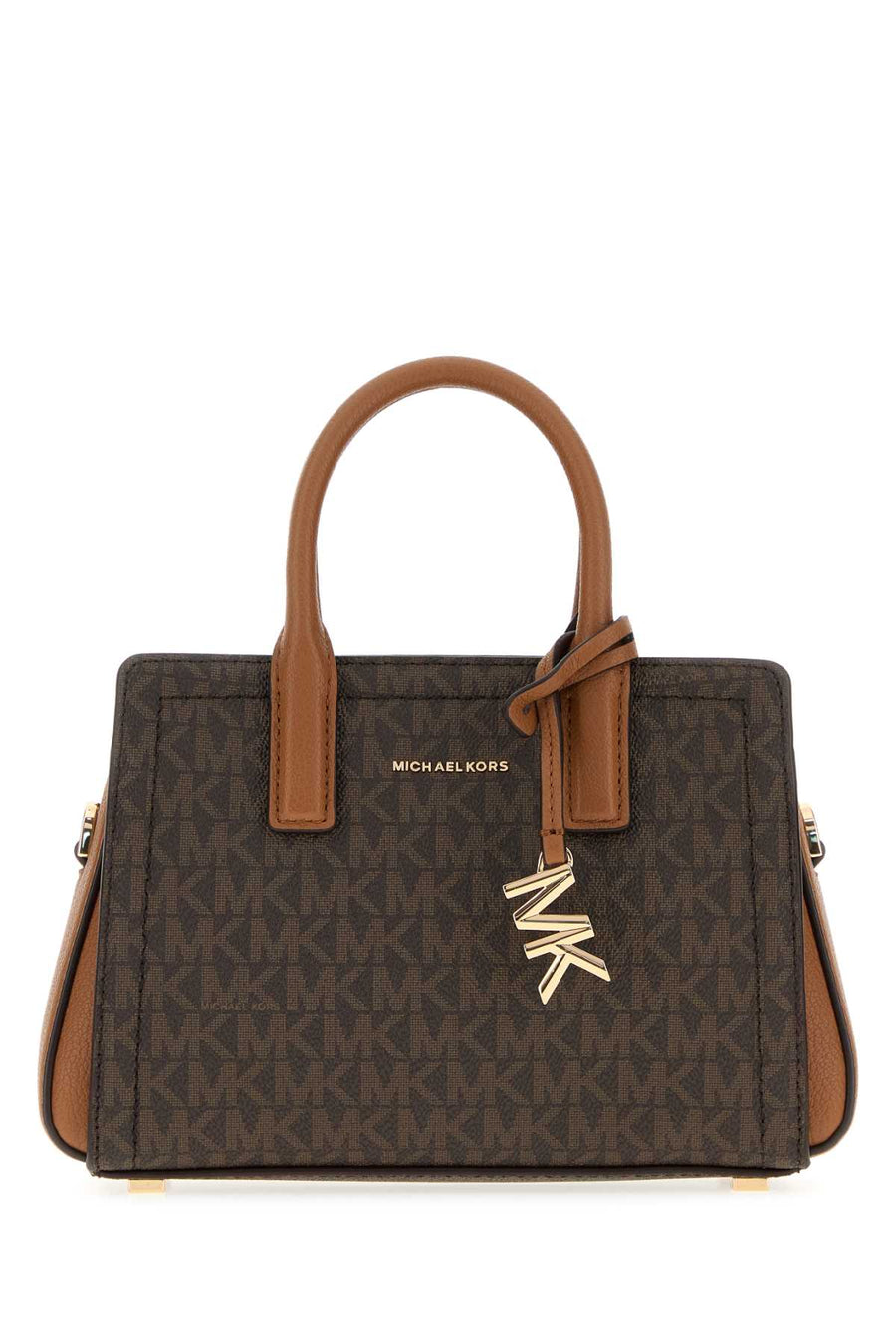Michael By Michael Kors Xbody Exterior: 100% Fabric (monogram canvas); Lining: 100% Fabric; Finishing: Golden metal handbag in brown