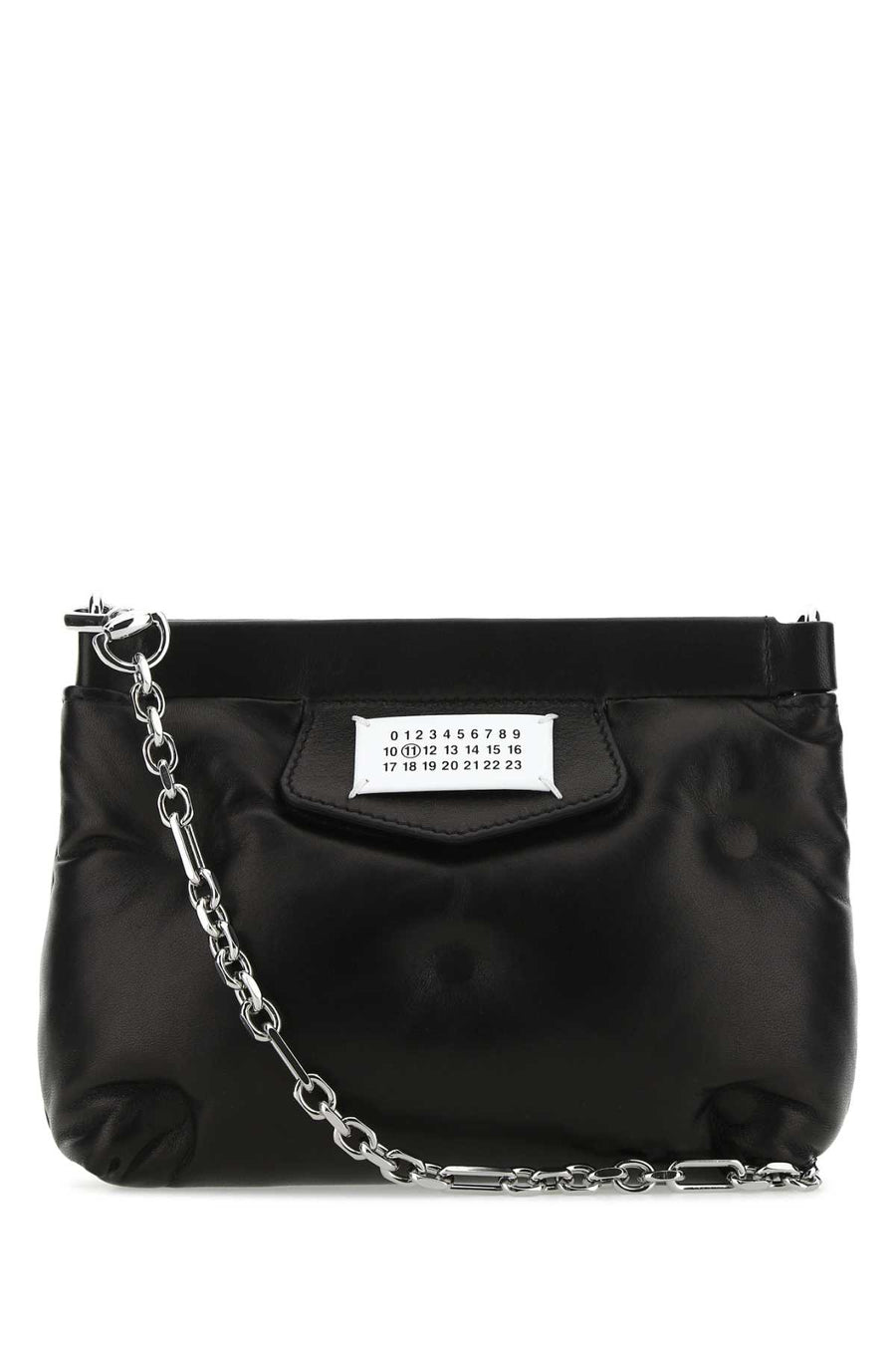 Maison Margiela Body: 100% Sheep Leather; Patch: 100% Cow Leather; Lining: 100% Polyester; Interior: 100% Sheep Leather; Hardware: 60% Brass clutch in black