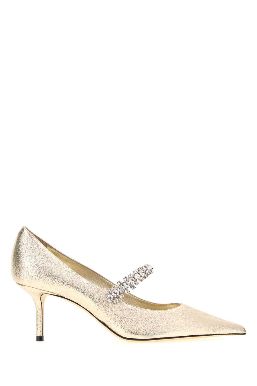 Jimmy Choo Pump Exterior: 100% Fabric; Interior: 100% Leather; Sole: Leather heel pump in gold