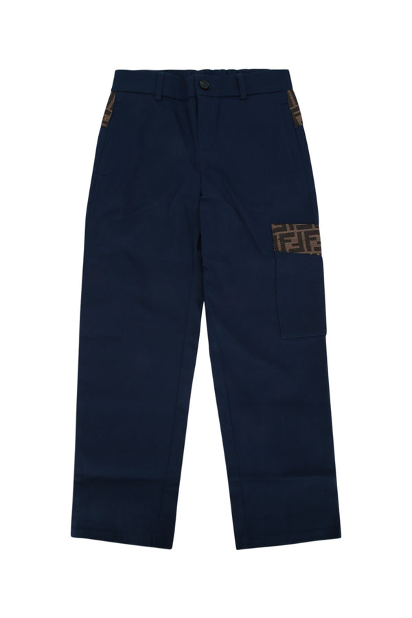 Fendi Kids Eavy 97% cotton trousers in navy