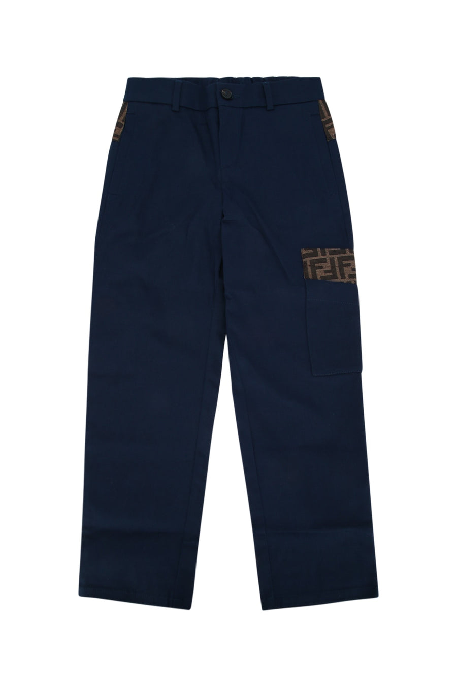 Fendi Kids Eavy 97% cotton trousers in navy