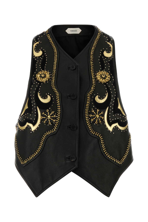 Versace Exterior: 100% Lamb vest in black
