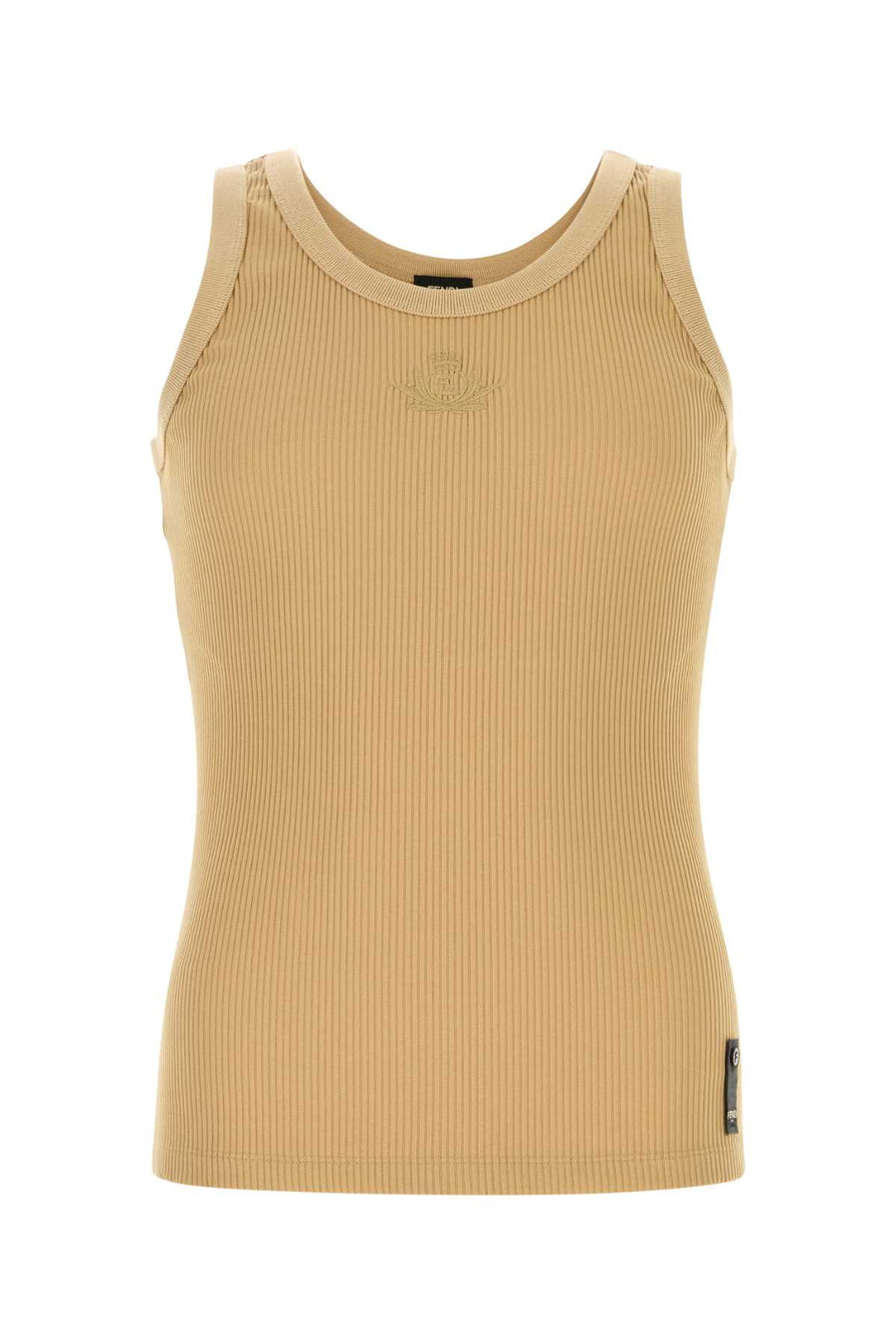 Fendi Ribbed 91% Nylon tank top in beige