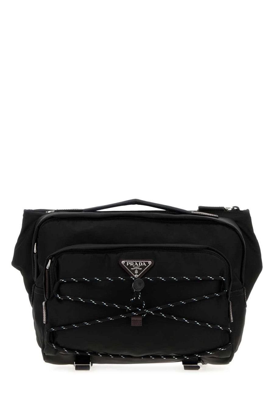 Prada Exterior: 100% Fabric; Lining: 100% Fabric; Finishing: Silver metal belt bag in black
