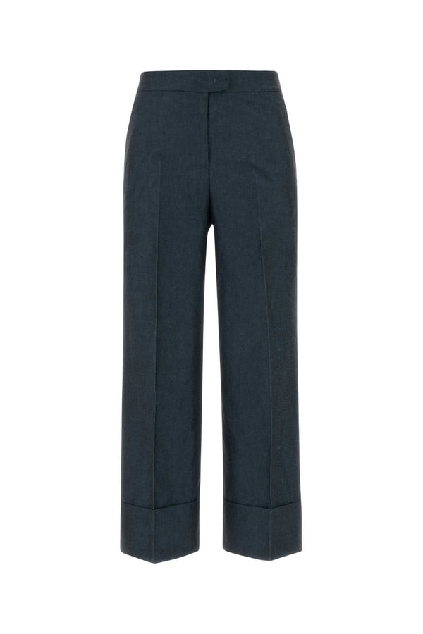 Pt Torino 56% Cotton 44% Linen trouser in navy