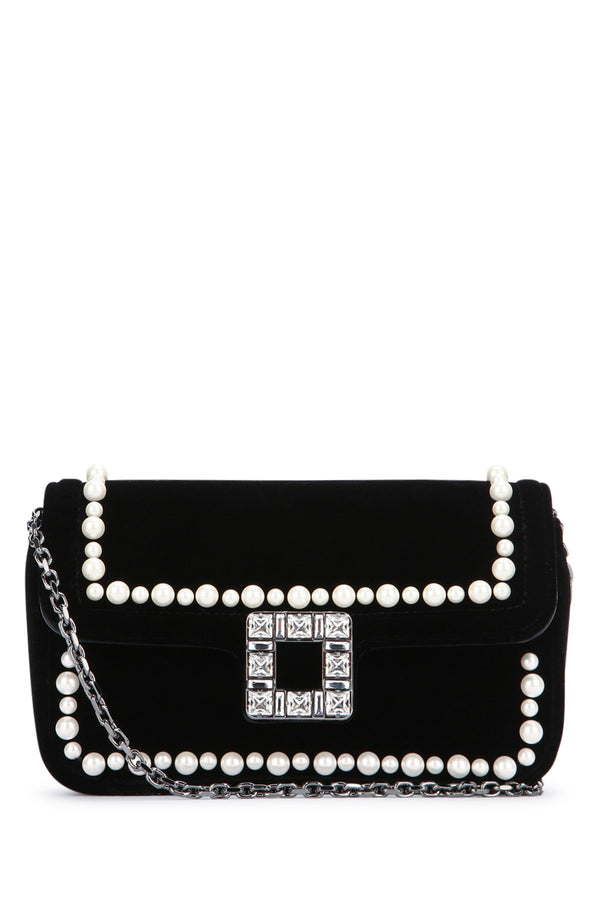 Roger Vivier Fille Velvet shoulder bag in black