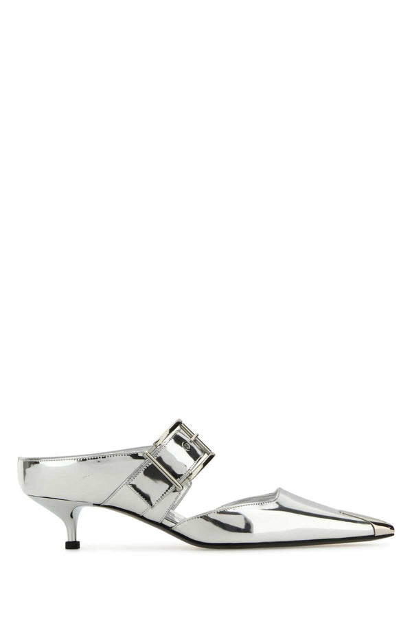 Alexander McQueen Stringate Exterior: 100% Leather pump in silver