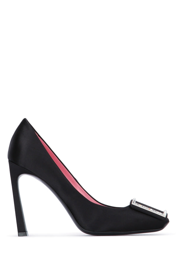 Roger Vivier Strass Satin upper heel in black