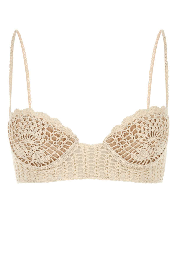 Magda Butrym Crochet Exterior: 100% Cotton crochet bikini top in beige