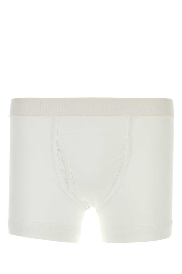 White Stretch Cotton Boxer Exterior: Elastane Intimo