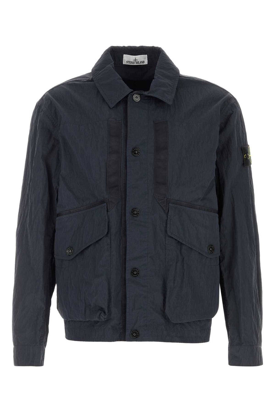 Dark Blue Nylon Windbreaker Exterior: Giacche E Gilet