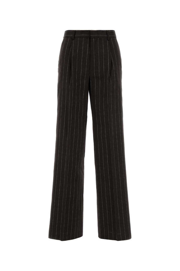 Pt Torino 55% Linen trousers in black