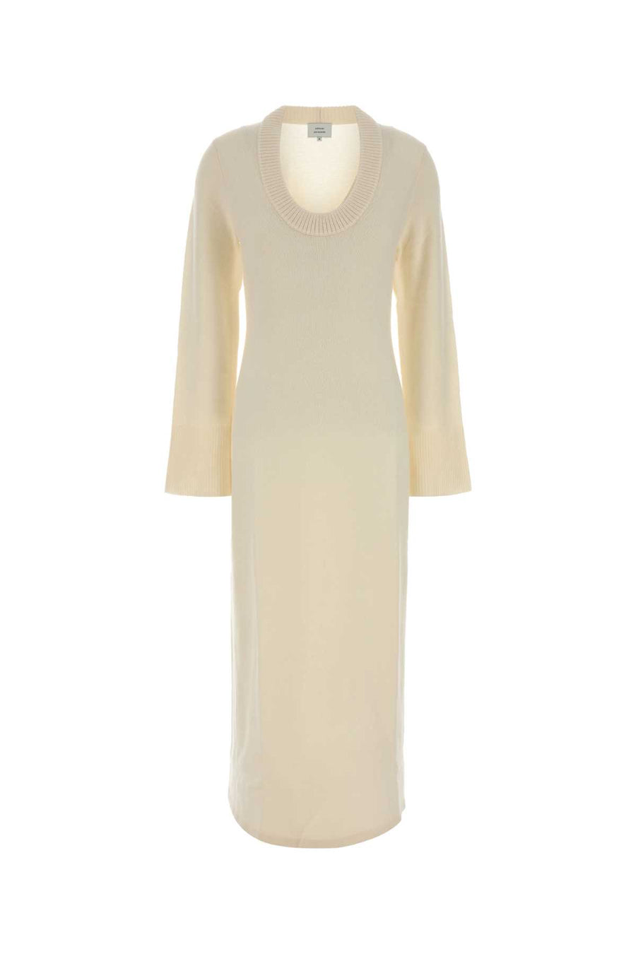 Loulou De Saison Neck 70% Merino wool dress in ivory