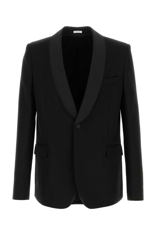 Alexander McQueen Shwl Wool blazer in black