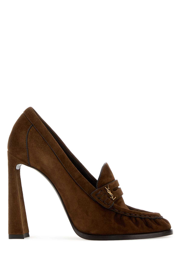 Saint Laurent Loafer Exterior: 100% Calf; Interior: 100% Leather; Sole: Leather heel in brown