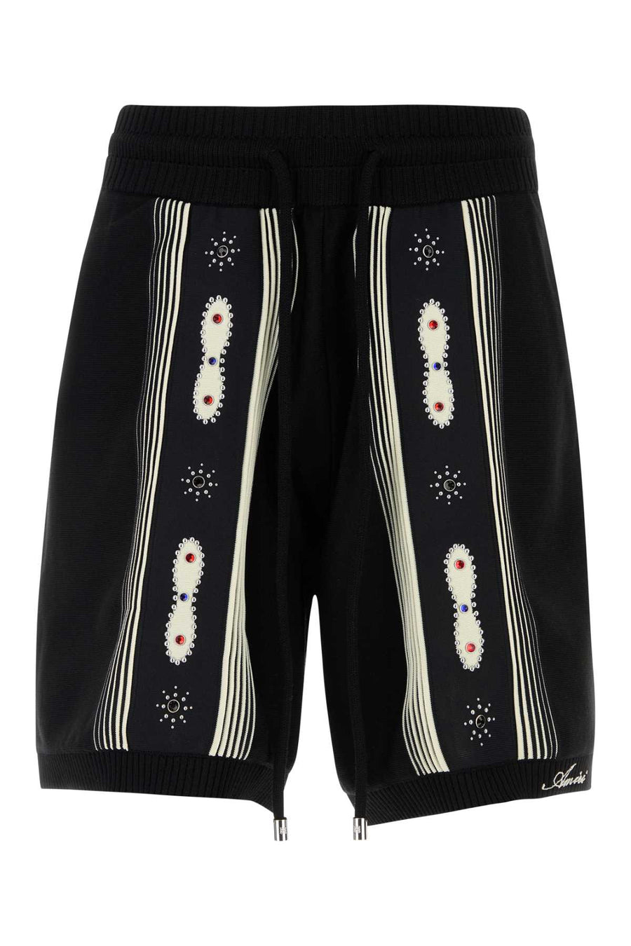 Amiri Stripe 82% Wool bermuda shorts in black