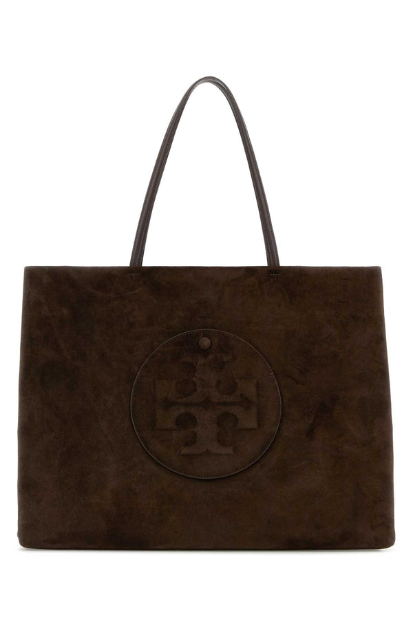 Tory Burch Suede Body: 100% Bovine Suede; Trim: 100% Cow Leather tote bag in brown