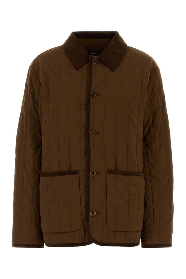 A.P.C. Leone Exterior: 96% Nylon 4% Elastane; Lining: 100% Nylon jacket in brown